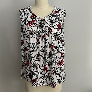 Plus size Calvin Klein pleated top, sz 2X, multi-color White/Red/Black, NWT